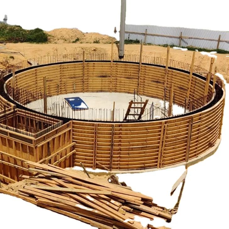 Piscina encofrado circular de madera curvo Tanque de madera contrachapada forma personalizada hormigón fundido minería refinar banco séptico